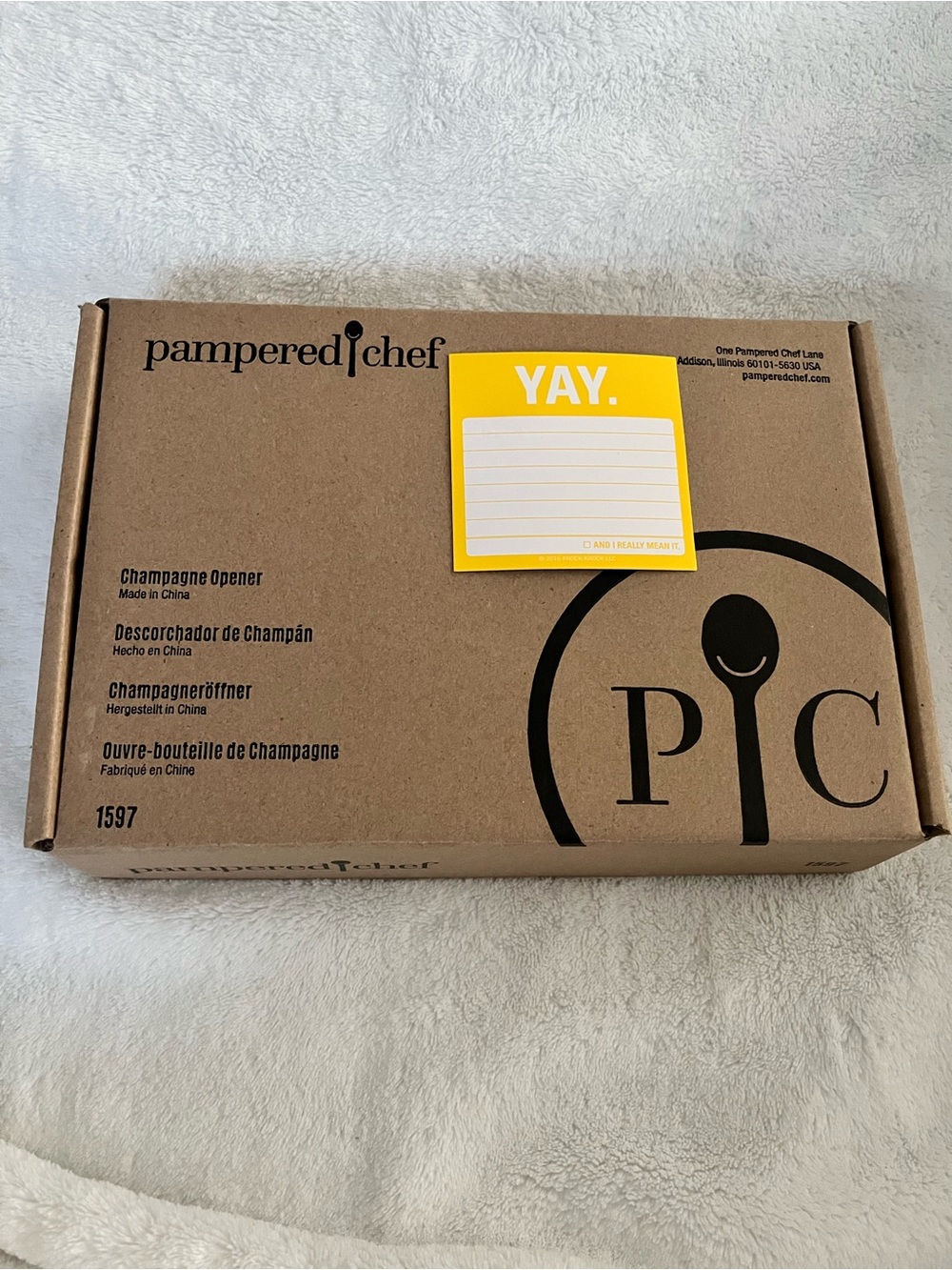 Pampered Chef Champagne Opener in Kraft Box
